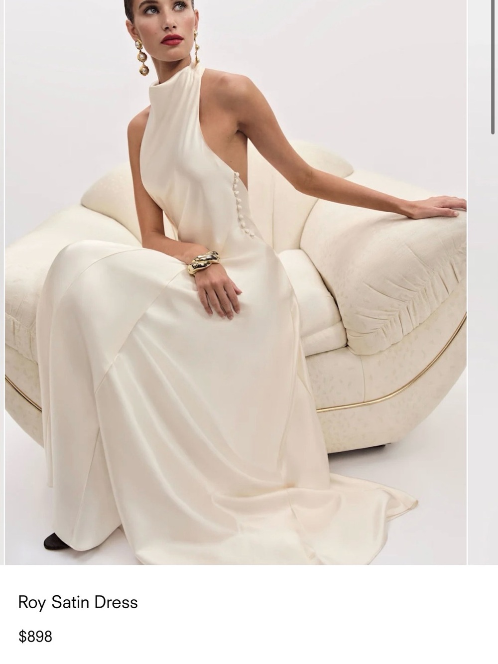 Reformation Ivory High-Neck Satin Bridal Gown - Picture 2 of 7
